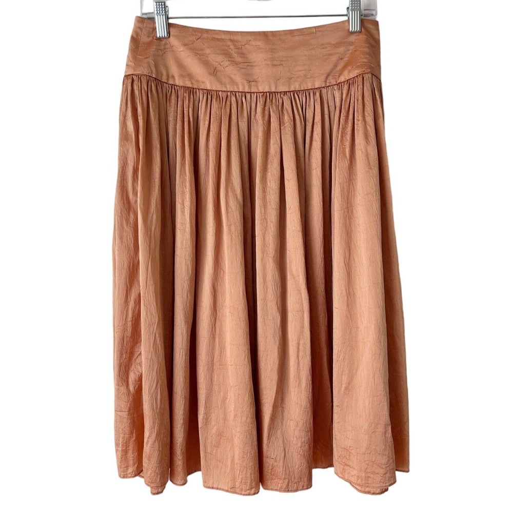Talbots Peach Silk Blend Fit & Flare Women’s Midi Skirt Size 6 Petite